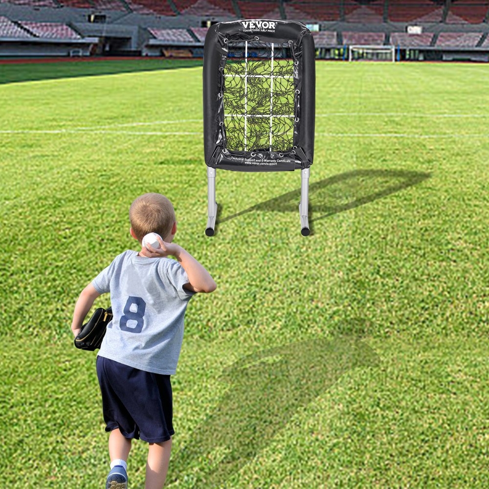 VEVOR 9 Hole Baseball Net, 21"x29" Softball Baseball Training Equipment for Hitting Pitching Practice, Heavy Duty Height Adjustable Trainer Aid with Strike Zone & 4 Ground Stakes, for Youth Adults