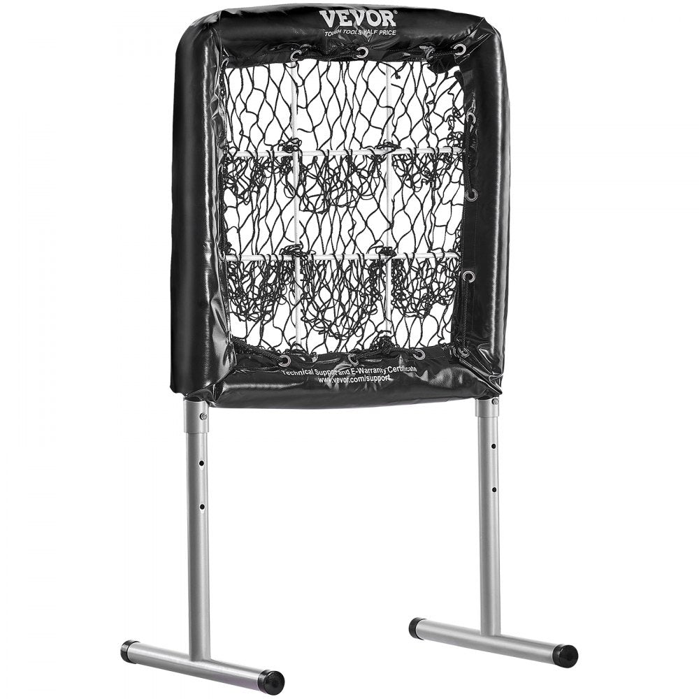 VEVOR 9 Hole Baseball Net, 28"x27" Softball Baseball Training Equipment for Hitting Pitching Practice, Heavy Duty Height Adjustable Trainer Aid with Strike Zone & 4 Ground Stakes, for Youth Adults