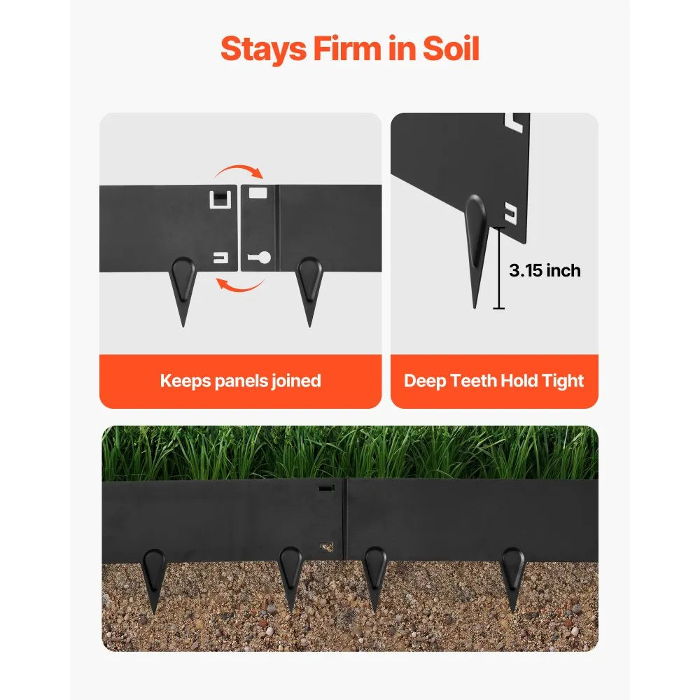 VEVOR Galvanized Steel Landscape Edging, 6-Pack 40 x 8.15 Inch Metal Edging for Landscaping with Gloves, Easy-to-Install, Heavy Duty Metal Garden Edge Border for Flower Bed, Yard Pathway