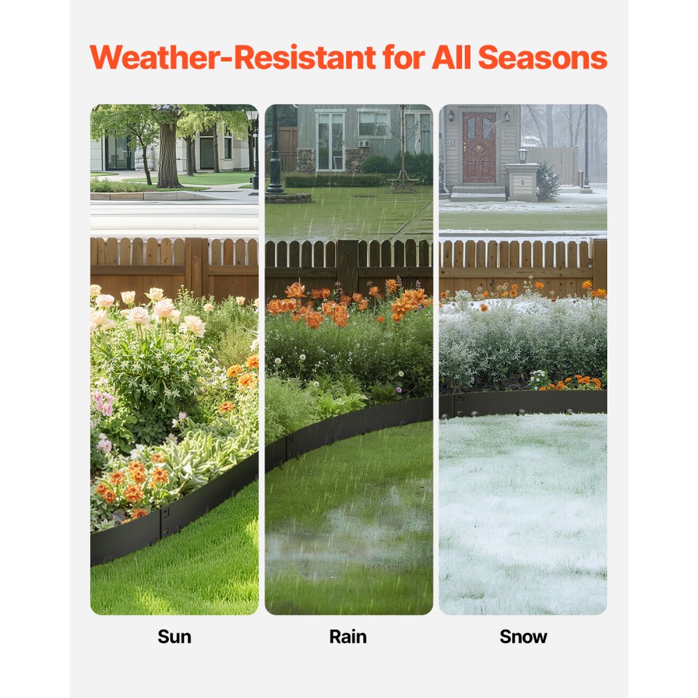 VEVOR Steel Landscape Edging, 5 Packs 39 x 3 in Rust-Resistant Metal Landscape Edging, Bendable Garden Edging Border, Heavy Duty Lawn Edging, Easy-to-Install, Flower Bed Yard Pathway Divider Black