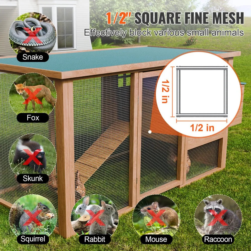 VEVOR Hardware Cloth 1/2 inch 24 inch x 25 ft 19 Gauge Chicken Wire Fence, Hot-Dip Galvanized After Welding Metal Wire Mesh Roll, Garden Plant Welded Fencing Roll Supports Poultry Netting Cage Fence
