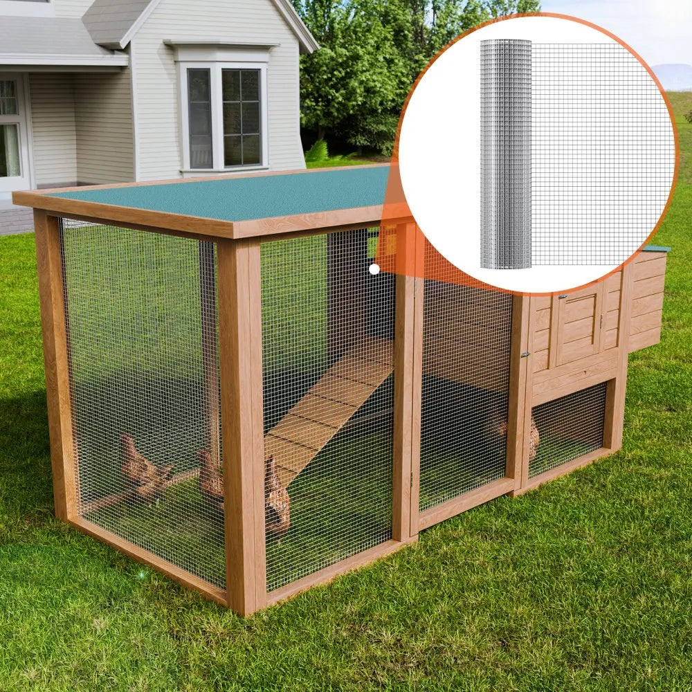 VEVOR Hardware Cloth 1/2 inch 24 inch x 25 ft 19 Gauge Chicken Wire Fence, Hot-Dip Galvanized After Welding Metal Wire Mesh Roll, Garden Plant Welded Fencing Roll Supports Poultry Netting Cage Fence