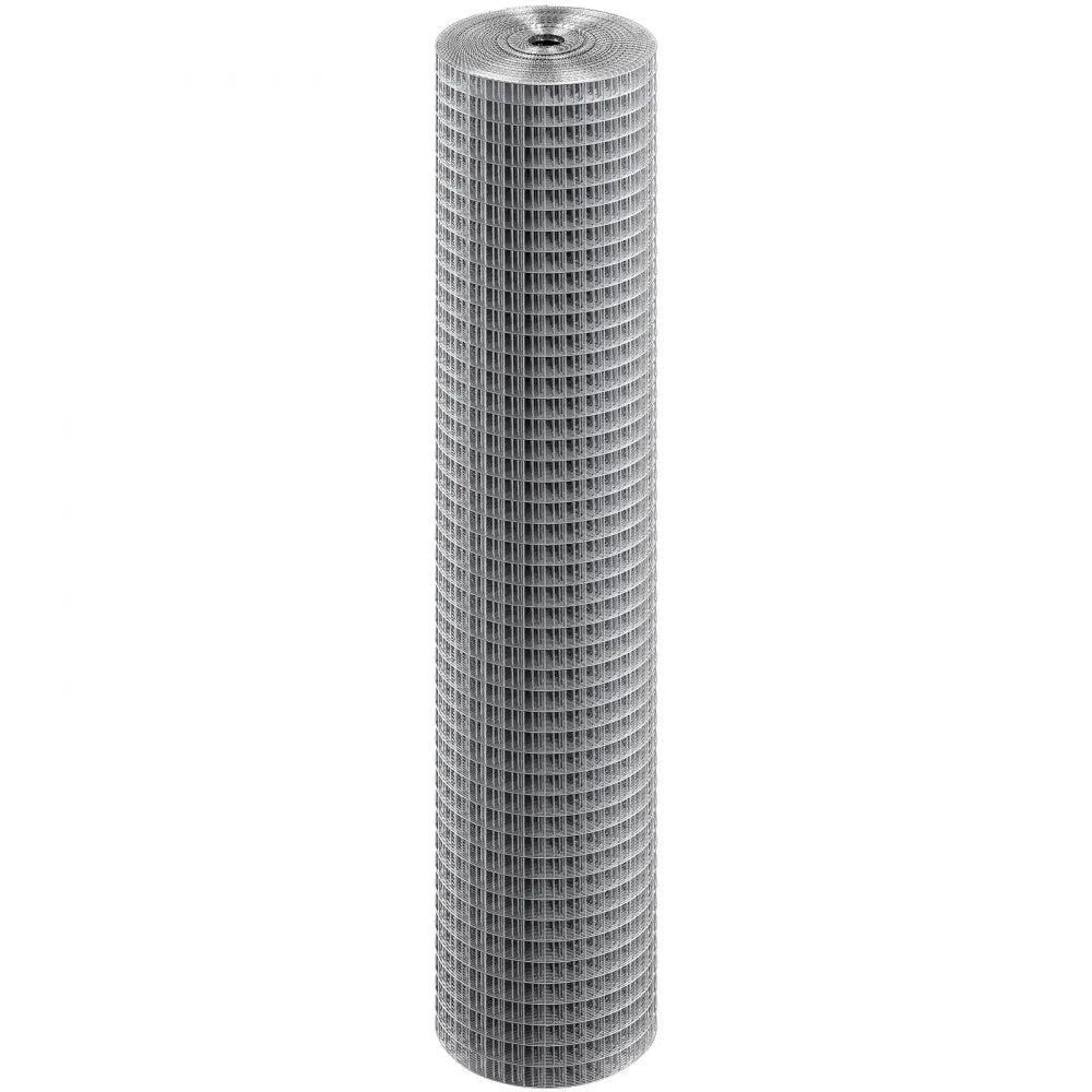 VEVOR Hardware Cloth 1/2 inch 24 inch x 25 ft 19 Gauge Chicken Wire Fence, Hot-Dip Galvanized After Welding Metal Wire Mesh Roll, Garden Plant Welded Fencing Roll Supports Poultry Netting Cage Fence