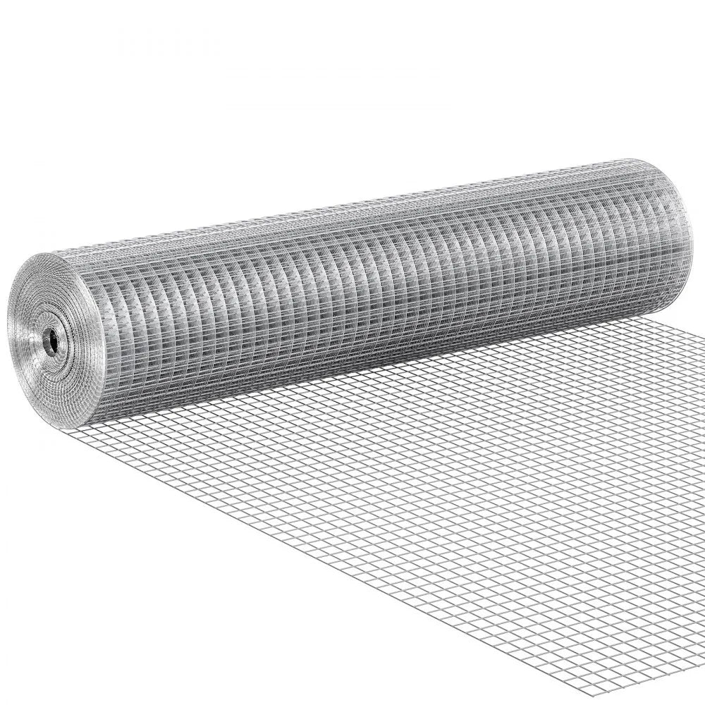 VEVOR Hardware Cloth 1/2 inch 24 inch x 25 ft 19 Gauge Chicken Wire Fence, Hot-Dip Galvanized After Welding Metal Wire Mesh Roll, Garden Plant Welded Fencing Roll Supports Poultry Netting Cage Fence