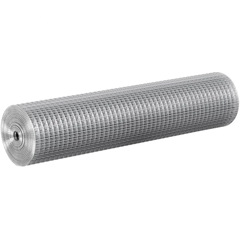 VEVOR Hardware Cloth 1/2 inch 24 inch x 25 ft 19 Gauge Chicken Wire Fence, Hot-Dip Galvanized After Welding Metal Wire Mesh Roll, Garden Plant Welded Fencing Roll Supports Poultry Netting Cage Fence