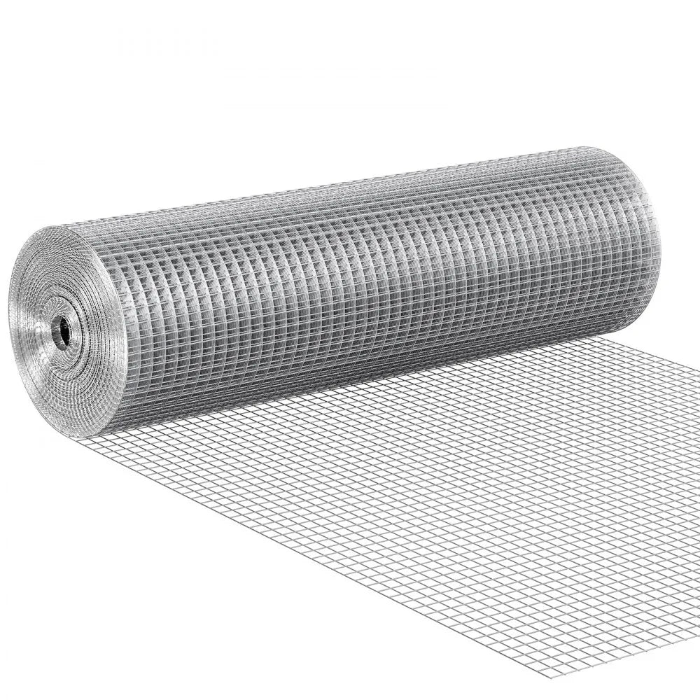 VEVOR Hardware Cloth 1/2 inch 24 inch x 50 ft 19 Gauge Chicken Wire Fence, Hot-Dip Galvanized After Welding Metal Wire Mesh Roll, Garden Plant Welded Fencing Roll Supports Poultry Netting Cage Fence