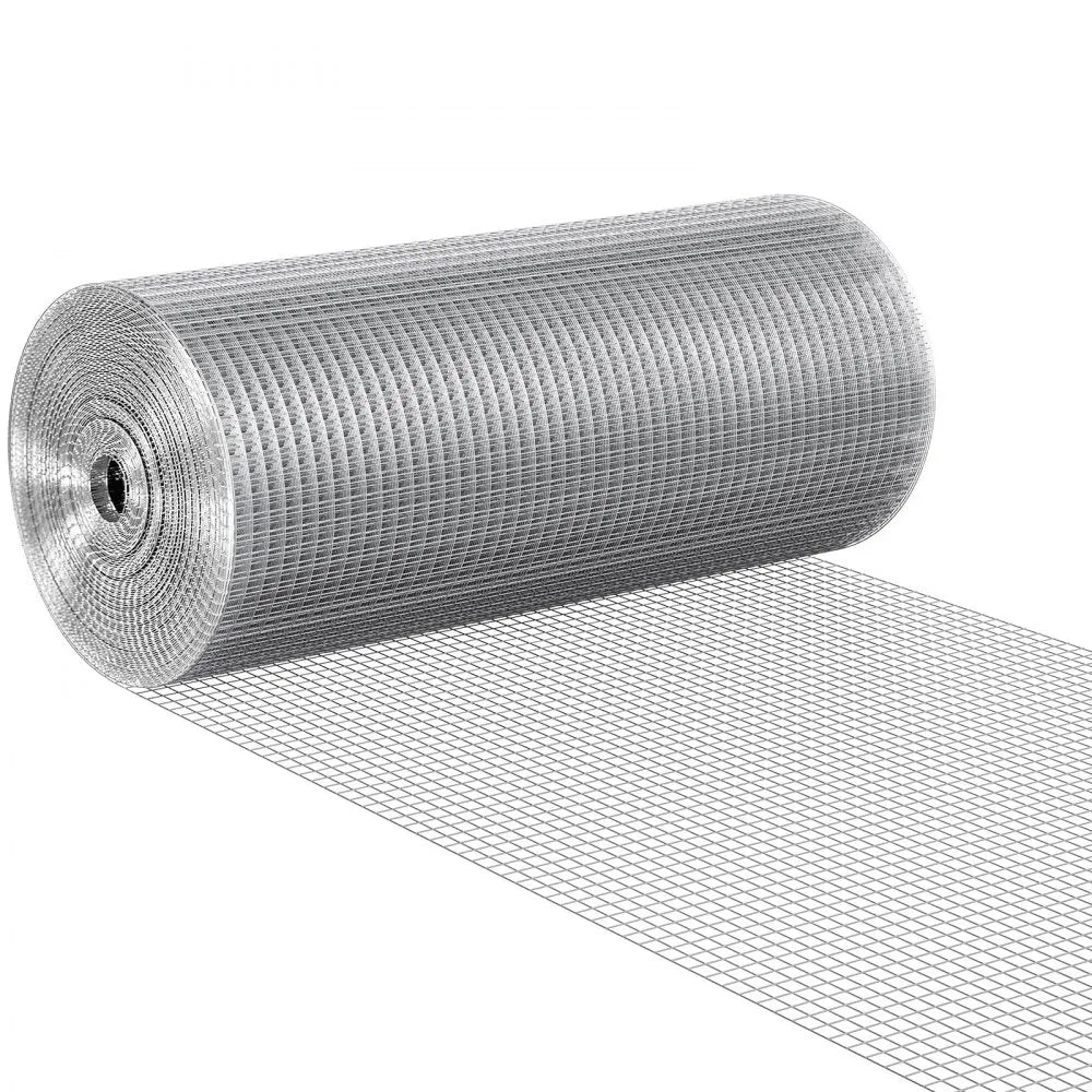 VEVOR Hardware Cloth 1/2 inch 24 inch x 100 ft 19 Gauge Chicken Wire Fence, Hot-Dip Galvanized After Welding Metal Wire Mesh Roll, Garden Plant Welded Fencing Roll Supports Poultry Netting Cage Fence