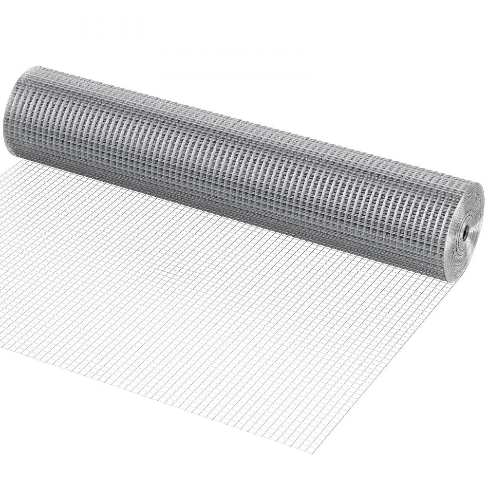 VEVOR Hardware Cloth 1/2 inch 36 inch x 50 ft 19 Gauge Chicken Wire Fence, Hot-Dip Galvanized After Welding Metal Wire Mesh Roll, Garden Plant Welded Fencing Roll Supports Poultry Netting Cage Fence