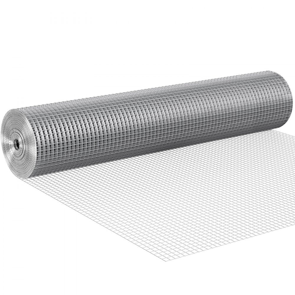 VEVOR Hardware Cloth 1/2 inch 36 inch x 50 ft 19 Gauge Chicken Wire Fence, Hot-Dip Galvanized After Welding Metal Wire Mesh Roll, Garden Plant Welded Fencing Roll Supports Poultry Netting Cage Fence