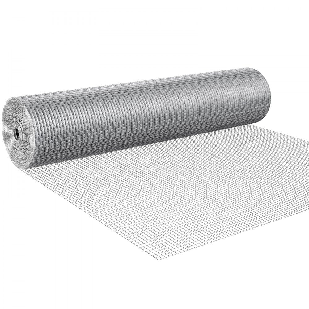 VEVOR Hardware Cloth 1/2 inch 48 inch x 100 ft 19 Gauge Chicken Wire Fence, Hot-Dip Galvanized After Welding Metal Wire Mesh Roll, Garden Plant Welded Fencing Roll Supports Poultry Netting Cage Fence