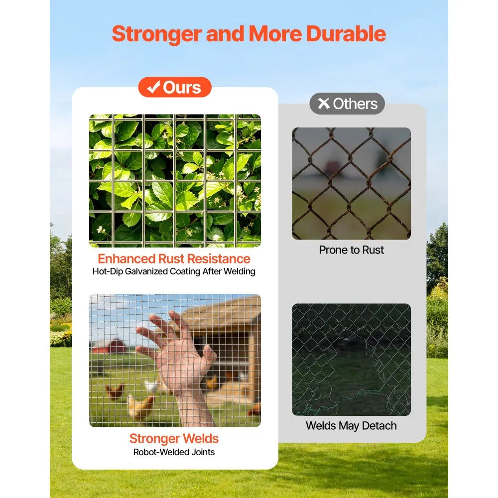 VEVOR Hardware Cloth, 1/2 inch 60 inch x 100 ft 19 Gauge Chicken Wire Fence, Hot-Dip Galvanized After Welding Metal Wire Mesh Roll, Garden Plant Welded Fencing Roll Supports Poultry Netting Cage Fence