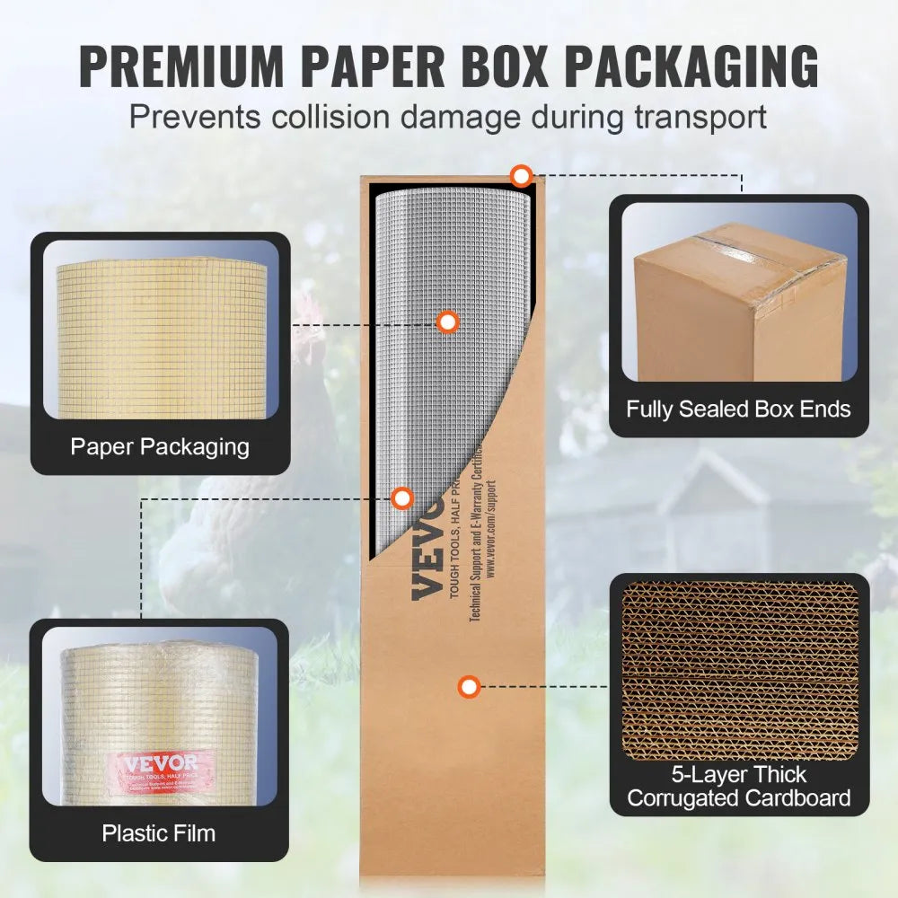 VEVOR Hardware Cloth 1/4 inch 36 inch x 100 ft 23 Gauge Chicken Wire Fence, Hot-Dip Galvanized After Welding Metal Wire Mesh Roll, Garden Plant Welded Fencing Roll Supports Poultry Netting Cage Fence