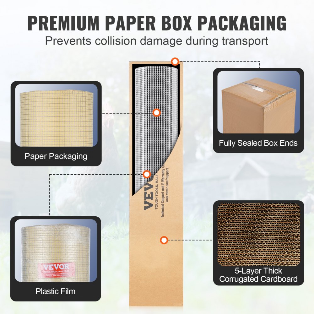 VEVOR Hardware Cloth 1/4 inch 48 inch x 100 ft 23 Gauge Chicken Wire Fence, Hot-Dip Galvanized After Welding Metal Wire Mesh Roll, Garden Plant Welded Fencing Roll Supports Poultry Netting Cage Fence