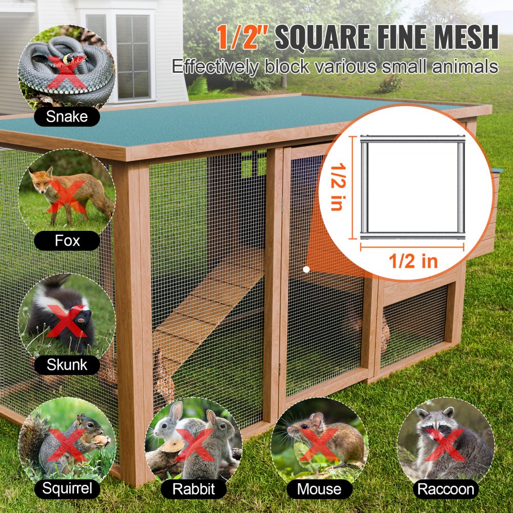 VEVOR Hardware Cloth, 1/2 inch 24in x 50 ft 19 Gauge, Hot Dipped Galvanized Wire Mesh Roll, Chicken Wire Fencing, Wire Mesh for Rabbit Cages, Garden, Small Rodents
