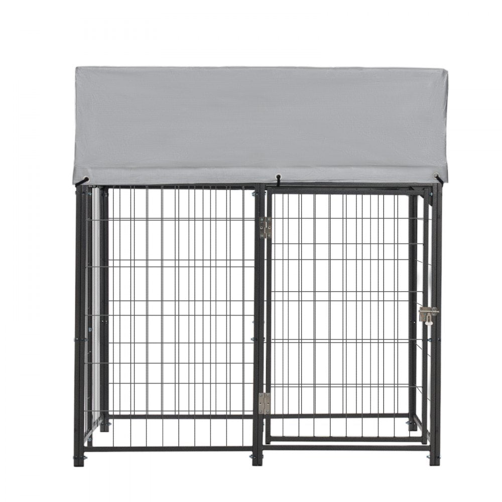 VEVOR Outdoor Dog Kennel, 3.67 x 3.78 x 4.1 ft Large Dog Kennel with Secure Lock, Outside Dogs Enclosures with UV-Resistant & Waterproof Roof Cover, Heavy Duty Pet Crate Cage Run for Large Dogs