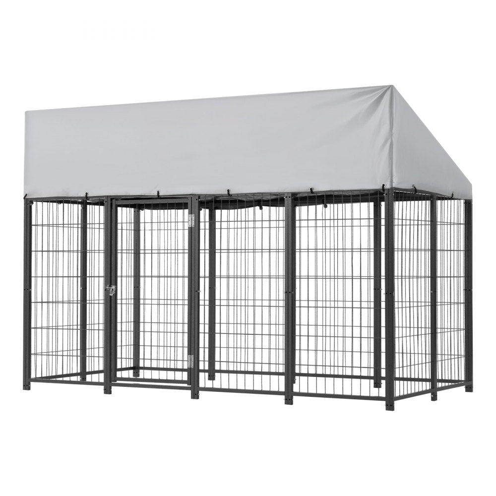 VEVOR Outdoor Dog Kennel, 7.87 x 3.94 x 5.4 ft Large Dog Kennel with Secure Lock, Outside Dogs Enclosures with UV-Resistant & Waterproof Roof Cover, Heavy Duty Pet Crate Cage Run for Large Dogs