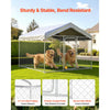 VEVOR Outdoor Dog Kennel, 6.56 x 6.56 x 5.25 ft Large Dog Kennel with Secure Lock, Outside Dogs Enclosures with UV-Resistant & Waterproof Roof Cover, Heavy Duty Pet Crate Cage Run for Large Dogs
