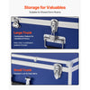 VEVOR Metal Storage Trunk, Set of 2, Wooden Suitcase Storage Boxes with Padlocks, Large Trunk Includes Casters & 3 Metal Handles, Decorative Store Chest with Lids for Travel, Apartment, Dorm, Blue