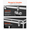 VEVOR Metal Storage Trunk, Set of 2, Wooden Suitcase Storage Boxes with Padlocks, Large Trunk Includes Casters and 3 Metal Handles, Decorative Store Chest with Lids for Travel, Apartment, Dorm, Black