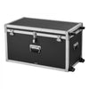VEVOR Metal Storage Trunk, Set of 2, Wooden Suitcase Storage Boxes with Padlocks, Large Trunk Includes Casters & 3 Metal Handles, Decorative Store Chest with Lids for Travel, Apartment, Dorm, Black