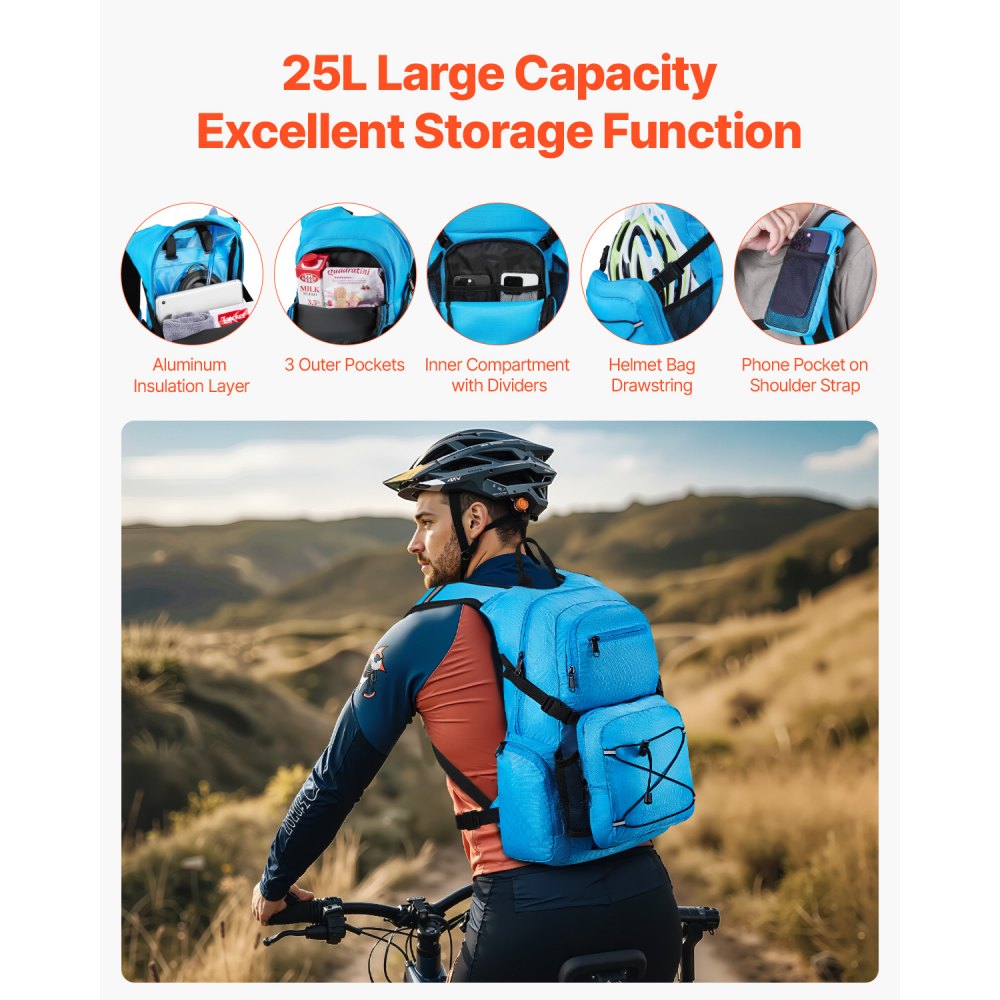 VEVOR Hydration Backpack, 25L Insulated Hydration Pack Backpack with 2L TPU Water Bladder, Hiking Water Backpack with Storage for Men Women, Hydro Water Daypack for Hiking Running Cycling Camping