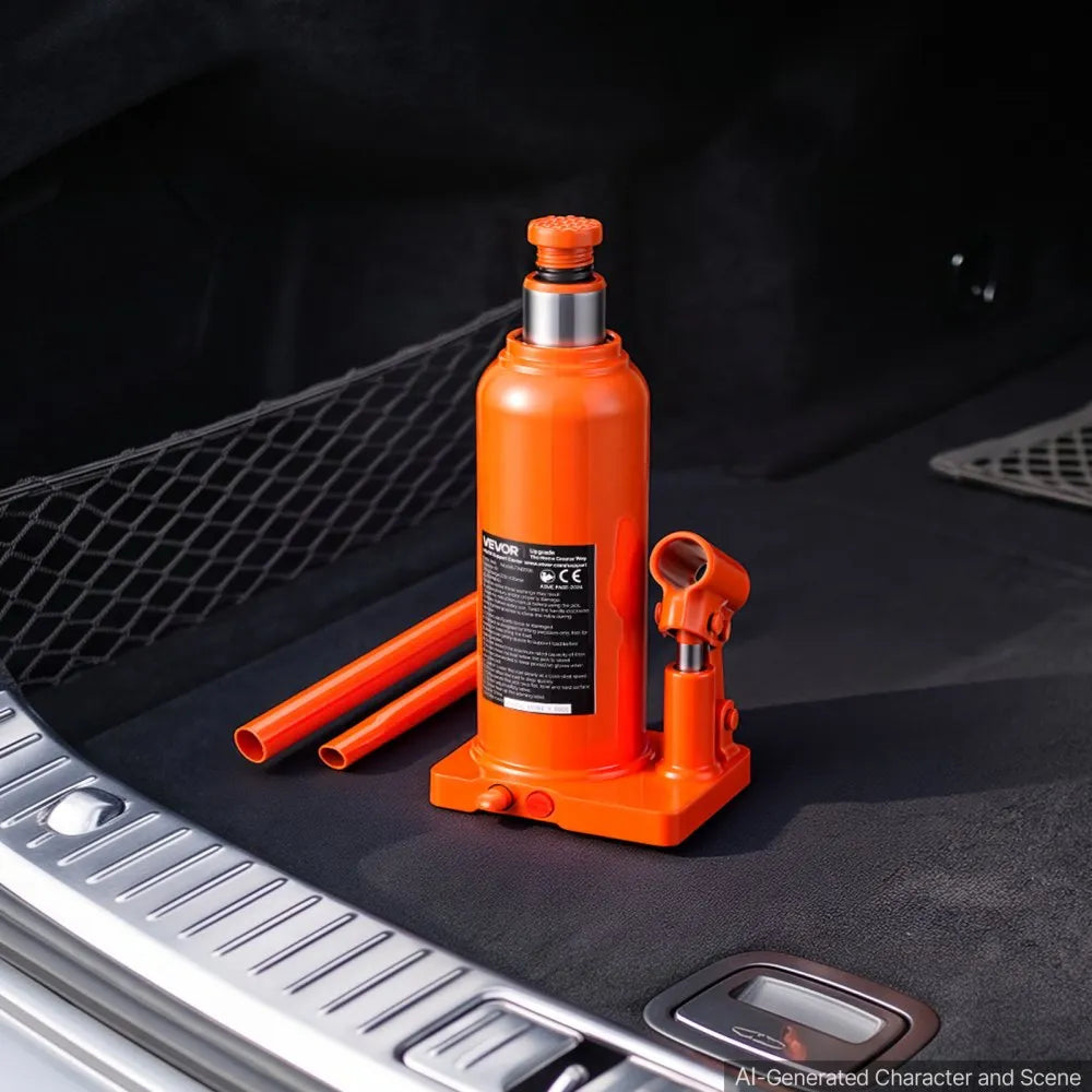 VEVOR Hydraulic Bottle Jack 12 Ton (26455.5 lbs) 9.06"-17.32" Lifting Range, for Heavy-Duty Pickup Truck, Medium-Duty Truck, RV, Auto Repair, House Lift, Multi-Directional Welded Jack with Long Handle