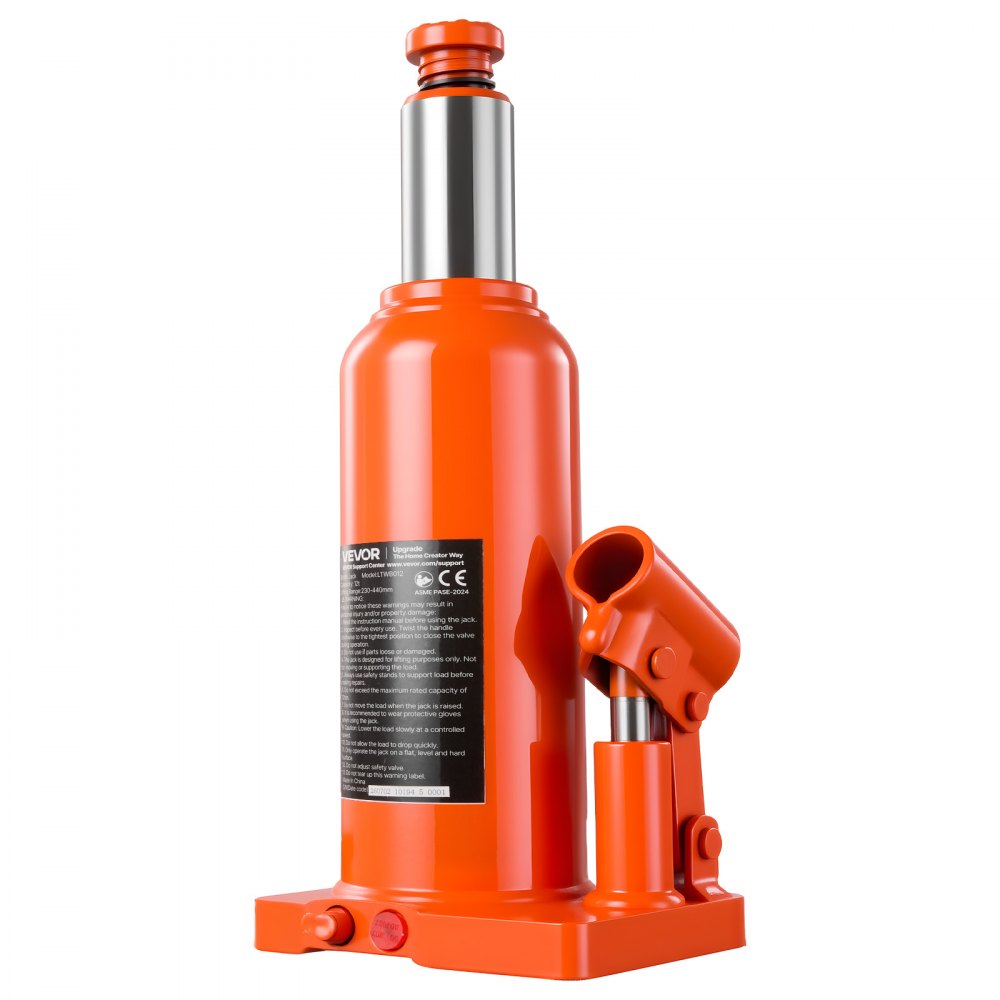 VEVOR Hydraulic Bottle Jack 12 Ton (26455.5 lbs) 9.06"-17.32" Lifting Range, for Heavy-Duty Pickup Truck, Medium-Duty Truck, RV, Auto Repair, House Lift, Multi-Directional Welded Jack with Long Handle