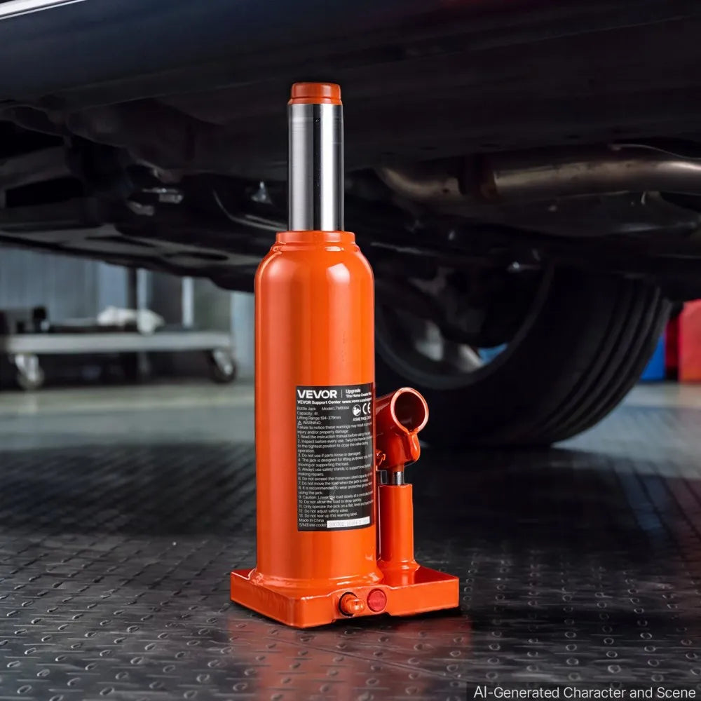 VEVOR Hydraulic Bottle Jack 4 Ton (8818.5 lbs) 7.64"-14.92" Lifting Range, for Midsize Sedan, Midsize SUV, Van, Auto Repair & House Lift, Multi-Directional Welded Jack with Carrying Case & Long Handle