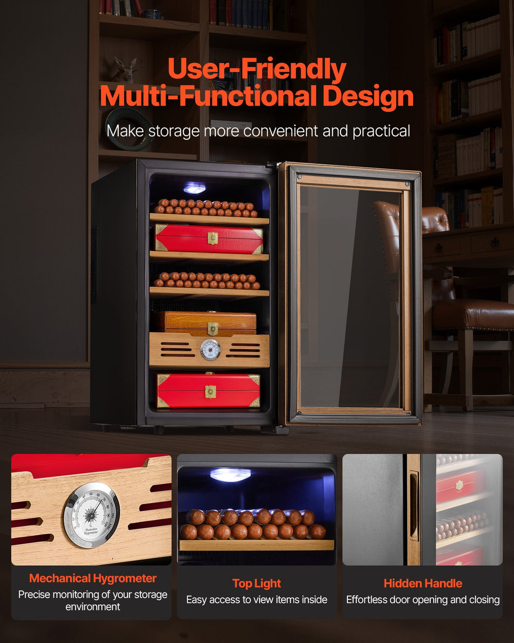 VEVOR Electric Humidor - Spanish Cedar Shelves and Storage Layers