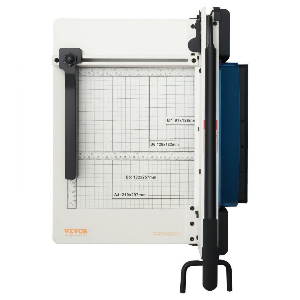 VEVOR Heavy Duty Paper Cutter, 12" Industrial Commercial Guillotine Paper Cutter for A4 Paper, 400 Sheet Capacity, Solid Steel Construction, Stack Paper Trimmer for Office Home School Shop, White
