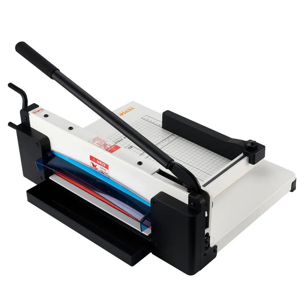 VEVOR Heavy Duty Paper Cutter, 12" Industrial Commercial Guillotine Paper Cutter for A4 Paper, 400 Sheet Capacity, Solid Steel Construction, Stack Paper Trimmer for Office Home School Shop, White