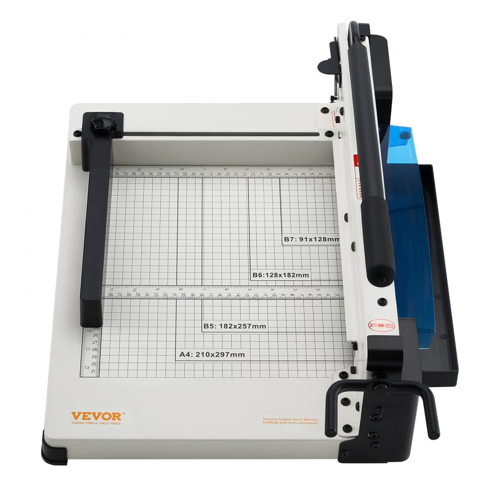 VEVOR Heavy Duty Paper Cutter, 12" Industrial Commercial Guillotine Paper Cutter for A4 Paper, 400 Sheet Capacity, Solid Steel Construction, Stack Paper Trimmer for Office Home School Shop, White