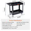 VEVOR Utility Service Cart, 2 Shelf 550LBS Heavy Duty Plastic Rolling Utility Cart with 360° Swivel Wheels, Medium Lipped Shelf, Ergonomic Storage Handle for Warehouse/Garage/Cleaning/Office