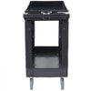 VEVOR Utility Service Cart, 2 Shelf 550LBS Heavy Duty Plastic Rolling Utility Cart with 360° Swivel Wheels, Medium Lipped Shelf, Ergonomic Storage Handle for Warehouse/Garage/Cleaning/Office