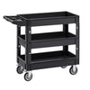 VEVOR Utility Service Cart, 550 LBS Laod Capacity, 3 Shelf Heavy Duty Plastic Rolling Utility Cart with 360° Swivel Wheels (2 with Brakes), Ergonomic Storage Handle for Warehouse/Garage/Cleaning