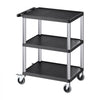 VEVOR Utility Cart, 300 lbs Load Capacity, 27.6 x 18.1-inch Service Cart, Three-Shelf Heavy Duty Plastic Utility Cart with 360° Swivel Wheels (2 with Brakes), Suitable for Warehouse, Garage, Cleaning