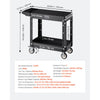 VEVOR Utility Cart, 550 lbs Load Capacity, 31.3 x 17.7-inch Service Cart, Two-Shelf Heavy Duty Plastic Utility Cart with 360° Swivel Wheels (2 with Brakes), Suitable for Warehouse, Garage, Cleaning
