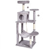 VEVOR Cat Tree for Indoor Cats, 56.2" Cat Tower with Cat Condo, Sisal Scratching Post, Hammock, Top Perch, Jumping Platforms, Large Cat House with Hang Ball, Cat Furniture Activity Center, Light Grey