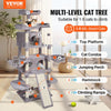 VEVOR Cat Tree for Indoor Cats, 68.5" Cat Tower with 2 Cat Condos, Sisal Scratching Post, Hammocks, Top Perches, Jumping Platforms and Ramp, Cat Furniture Activity Center with Hang Balls, Light Grey