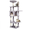 VEVOR Cat Tree for Indoor Cats, 60.6" Cat Tower with Cat Condo, Sisal Scratching Post, Hammock, Top Perch, Jumping Platforms, Large Cat Furniture Activity Center with Hang Ball, Light Grey