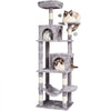 VEVOR Cat Tree for Indoor Cats, 63" Cat Tower with 2 Cat Condos, Sisal Scratching Post, Hammock, Top Perch, Jumping Platforms, Large Cat Furniture Activity Center with Hang Ball, Light Grey
