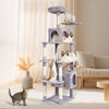 VEVOR Cat Tree for Indoor Cats, 72" Cat Tower with 2 Cat Condos, Sisal Scratching Post, Hammock, Top Perch, Jumping Platforms, Large Cat Furniture Activity Center with Hang Ball, Light Grey