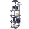 VEVOR Cat Tree for Indoor Cats, 72" Cat Tower with 2 Cat Condos, Sisal Scratching Post, Hammock, Top Perch, Jumping Platforms, Large Cat Furniture Activity Center with Hang Ball, Dark Grey