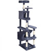 VEVOR Cat Tree for Indoor Cats, 72" Cat Tower with 2 Cat Condos, Sisal Scratching Post, Hammock, Top Perch, Jumping Platforms, Large Cat Furniture Activity Center with Hang Ball, Dark Grey
