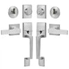 VEVOR Double Door Handle Set, Double Door Lock Set with Reversible Handle Lever, Satin Nickel Square Door Lever, Heavy Duty Double Front Door Handle Set with Dummy, for Front Door or Office Door