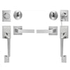 VEVOR Double Door Handle Set, Double Door Lock Set with Reversible Handle Lever, Satin Nickel Square Door Lever, Heavy Duty Double Front Door Handle Set with Dummy, for Front Door or Office Door