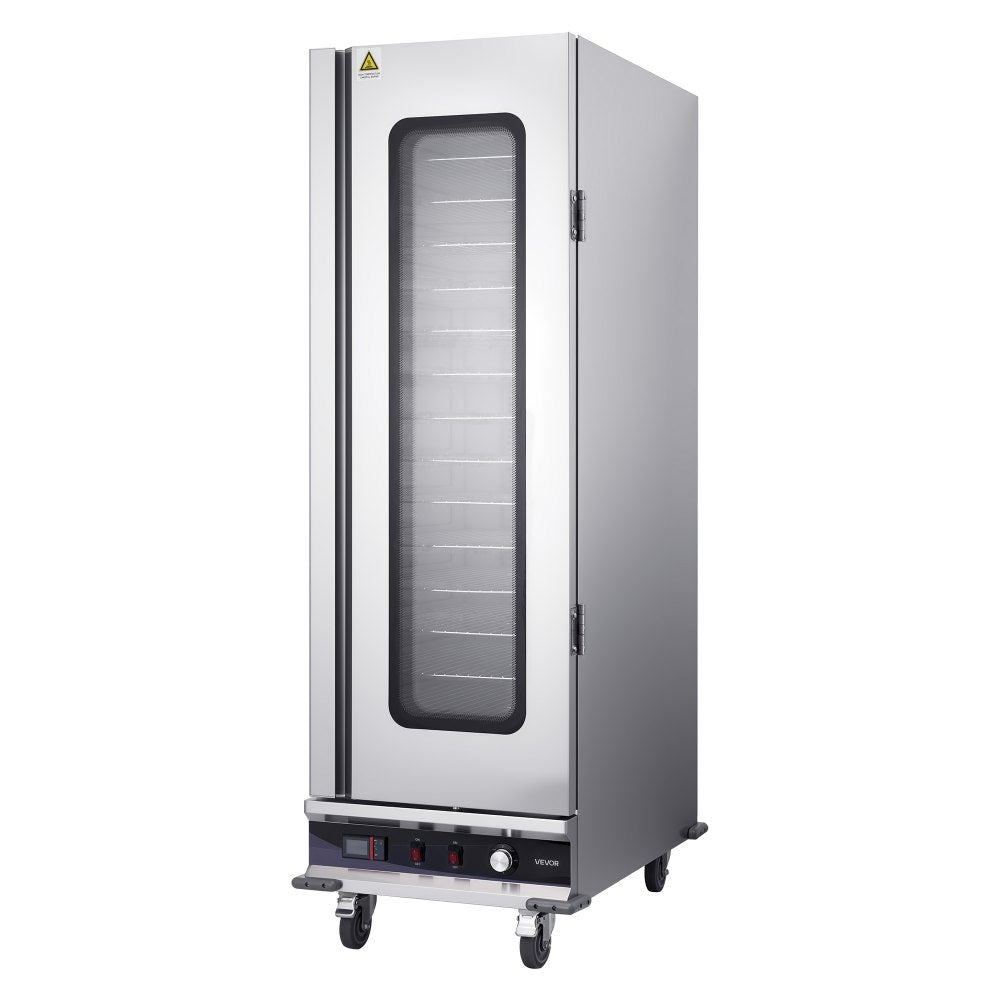 VEVOR Electric Hot Box Food Warmer, 16-Tier Commercial Warming Cabinet with Water Tray, Glass Door and Adjustable Shelves, Stainless Steel Food Warmer Cabinet, for Restaurant, Kitchen, Pizza, Chicken