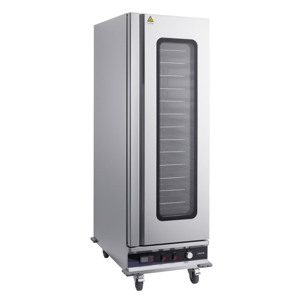VEVOR Electric Hot Box Food Warmer, 16-Tier Commercial Warming Cabinet with Water Tray, Glass Door and Adjustable Shelves, Stainless Steel Food Warmer Cabinet, for Restaurant, Kitchen, Pizza, Chicken