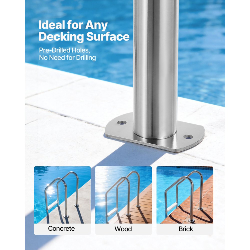 VEVOR Swimming Pool Ladder, 3-Step Stairs with Double Handrails, Non-slip Heavy Duty Wide Steps, Stainless Steel Frame, 265 lbs Capacity for 48-54 in Inground Pools Entry/Exits, Indoor & Outdoor