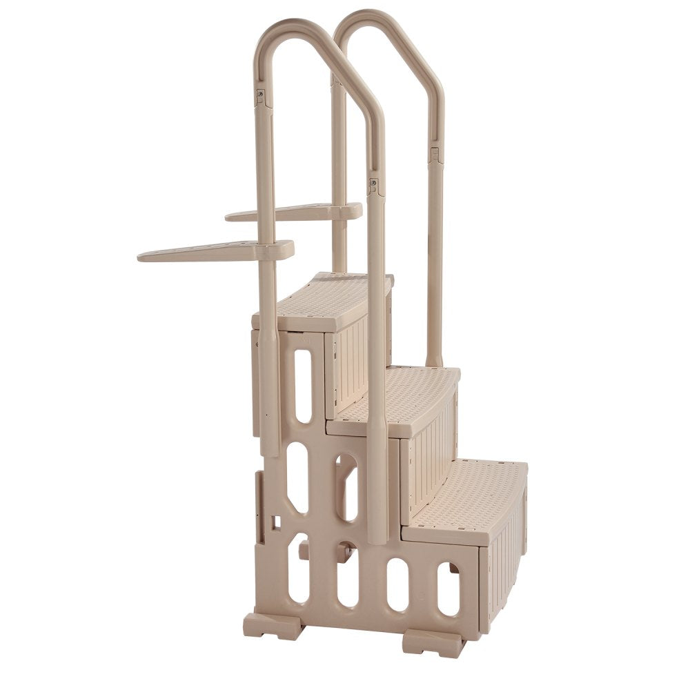 VEVOR Swimming Pool Ladder, 3-Step Double Handrails Stairs with Non-slip Heavy Duty Steps, Max Load Capacity 400 lbs, for 36-48 Inch Inground & Above-ground Pools of Any Decking Surface, Taupe
